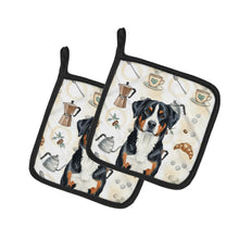 Load image into Gallery viewer, Greater Swiss Mountain Dog Coffee Bar Pair of Pot Holders