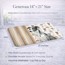 Load image into Gallery viewer, Black and White Greyhound Coffee Bar Dish Drying Mat