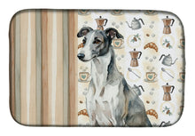Load image into Gallery viewer, Black and White Greyhound Coffee Bar Dish Drying Mat