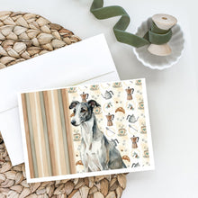 Load image into Gallery viewer, Black and White Greyhound Coffee Bar Greeting Cards Pack of 8