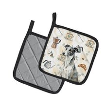 Load image into Gallery viewer, Black and White Greyhound Coffee Bar Pair of Pot Holders