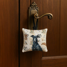 Load image into Gallery viewer, Black Greyhound Coffee Bar Hanging Square Fabric Ornament 3.5 × 3.5