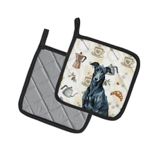 Load image into Gallery viewer, Black Greyhound Coffee Bar Pair of Pot Holders