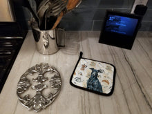 Load image into Gallery viewer, Black Greyhound Coffee Bar Pair of Pot Holders