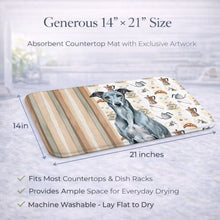 Load image into Gallery viewer, Blue Brindle Greyhound Coffee Bar Dish Drying Mat
