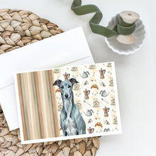Load image into Gallery viewer, Blue Brindle Greyhound Coffee Bar Greeting Cards Pack of 8