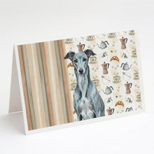 Load image into Gallery viewer, Blue Brindle Greyhound Coffee Bar Greeting Cards Pack of 8