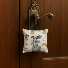 Load image into Gallery viewer, Blue Brindle Greyhound Coffee Bar Hanging Square Fabric Ornament 3.5 × 3.5