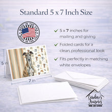 Load image into Gallery viewer, Brindle Greyhound Coffee Bar Greeting Cards Pack of 8