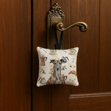 Load image into Gallery viewer, Brindle Greyhound Coffee Bar Hanging Square Fabric Ornament 3.5 × 3.5