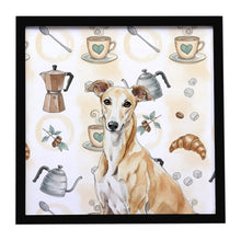 Load image into Gallery viewer, Fawn Greyhound Coffee Bar Framed Metal Print