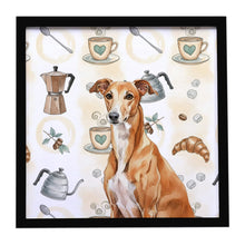 Load image into Gallery viewer, Red Greyhound Coffee Bar Framed Metal Print