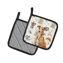 Load image into Gallery viewer, Red Greyhound Coffee Bar Pair of Pot Holders