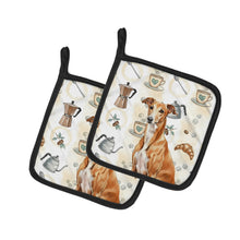 Load image into Gallery viewer, Red Greyhound Coffee Bar Pair of Pot Holders