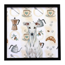 Load image into Gallery viewer, White Greyhound Coffee Bar Framed Metal Print