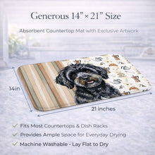 Load image into Gallery viewer, Black Havanese Coffee Bar Dish Drying Mat