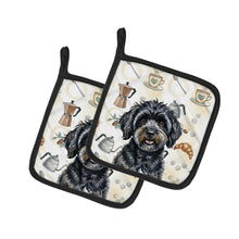 Load image into Gallery viewer, Black Havanese Coffee Bar Pair of Pot Holders