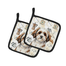 Load image into Gallery viewer, Parti-color Havanese Coffee Bar Pair of Pot Holders