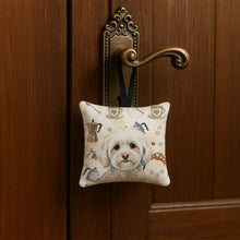 Load image into Gallery viewer, White Havanese Coffee Bar Hanging Square Fabric Ornament 3.5 × 3.5