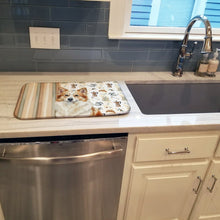 Load image into Gallery viewer, Tan Icelandic Sheepdog Coffee Bar Dish Drying Mat