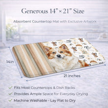 Load image into Gallery viewer, Tan Icelandic Sheepdog Coffee Bar Dish Drying Mat