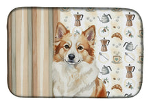Load image into Gallery viewer, Tan Icelandic Sheepdog Coffee Bar Dish Drying Mat