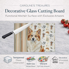 Load image into Gallery viewer, Tan Icelandic Sheepdog Coffee Bar Glass Cutting Board