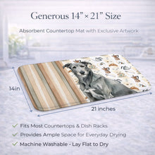 Load image into Gallery viewer, Gray Irish Wolfhound Coffee Bar Dish Drying Mat