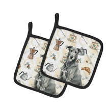 Load image into Gallery viewer, Gray Irish Wolfhound Coffee Bar Pair of Pot Holders