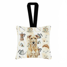 Load image into Gallery viewer, Wheaten Irish Wolfhound Coffee Bar Hanging Square Fabric Ornament 3.5 × 3.5