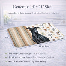 Load image into Gallery viewer, Black Italian Greyhound Coffee Bar Dish Drying Mat