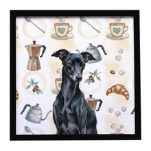 Load image into Gallery viewer, Black Italian Greyhound Coffee Bar Framed Metal Print