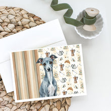 Load image into Gallery viewer, Blue Italian Greyhound Coffee Bar Greeting Cards Pack of 8