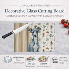 Load image into Gallery viewer, Blue Italian Greyhound Coffee Bar Glass Cutting Board