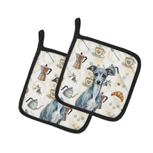 Load image into Gallery viewer, Blue Italian Greyhound Coffee Bar Pair of Pot Holders