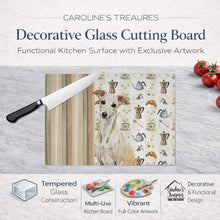 Load image into Gallery viewer, Cream Italian Greyhound Coffee Bar Glass Cutting Board