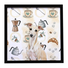 Load image into Gallery viewer, Cream Italian Greyhound Coffee Bar Framed Metal Print