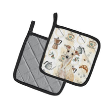 Load image into Gallery viewer, Cream Italian Greyhound Coffee Bar Pair of Pot Holders