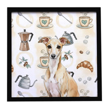 Load image into Gallery viewer, Fawn Italian Greyhound Coffee Bar Framed Metal Print