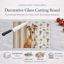 Load image into Gallery viewer, Red Italian Greyhound Coffee Bar Glass Cutting Board