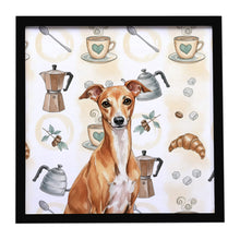 Load image into Gallery viewer, Red Italian Greyhound Coffee Bar Framed Metal Print