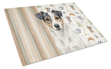 Load image into Gallery viewer, White and Black Jack Russell Terrier Coffee Bar Glass Cutting Board