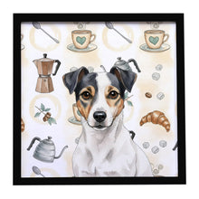 Load image into Gallery viewer, White and Black Jack Russell Terrier Coffee Bar Framed Metal Print