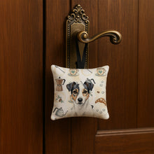 Load image into Gallery viewer, White and Black Jack Russell Terrier Coffee Bar Hanging Square Fabric Ornament 3.5 × 3.5