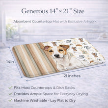 Load image into Gallery viewer, White and Tan Jack Russell Terrier Coffee Bar Dish Drying Mat