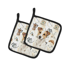 Load image into Gallery viewer, White and Tan Jack Russell Terrier Coffee Bar Pair of Pot Holders