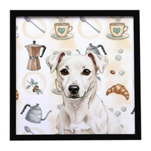 Load image into Gallery viewer, White Jack Russell Terrier Coffee Bar Framed Metal Print