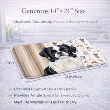 Load image into Gallery viewer, Black and White Japanese Chin Coffee Bar Dish Drying Mat