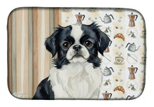 Load image into Gallery viewer, Black and White Japanese Chin Coffee Bar Dish Drying Mat