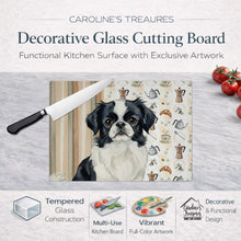 Load image into Gallery viewer, Black and White Japanese Chin Coffee Bar Glass Cutting Board
